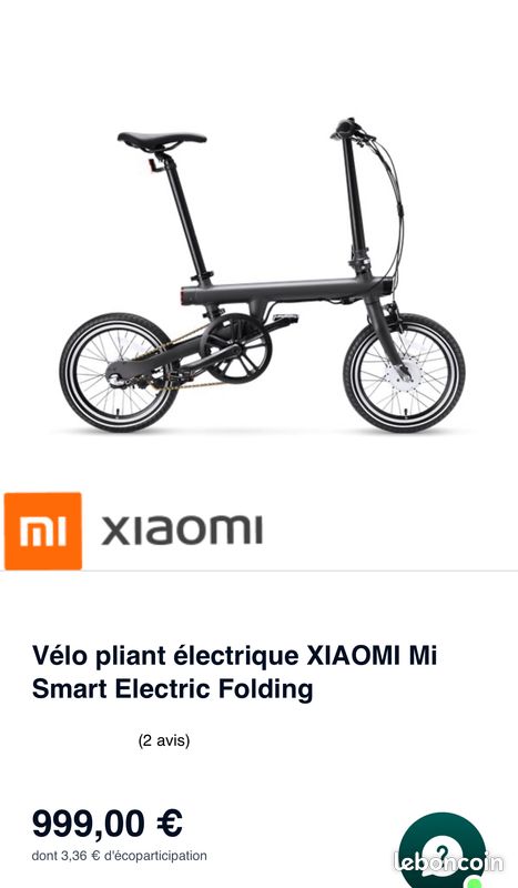 Bicycle Xiaomi Velo Pliable Mi Smart Electric Bike Velo Pliant