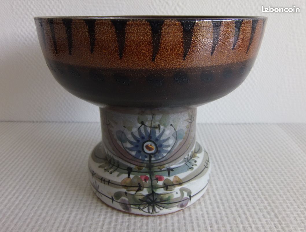 Superbe grand bougeoir en céramique de André L'Helguen pour Keraluc Quimper - Vintage (image 1)