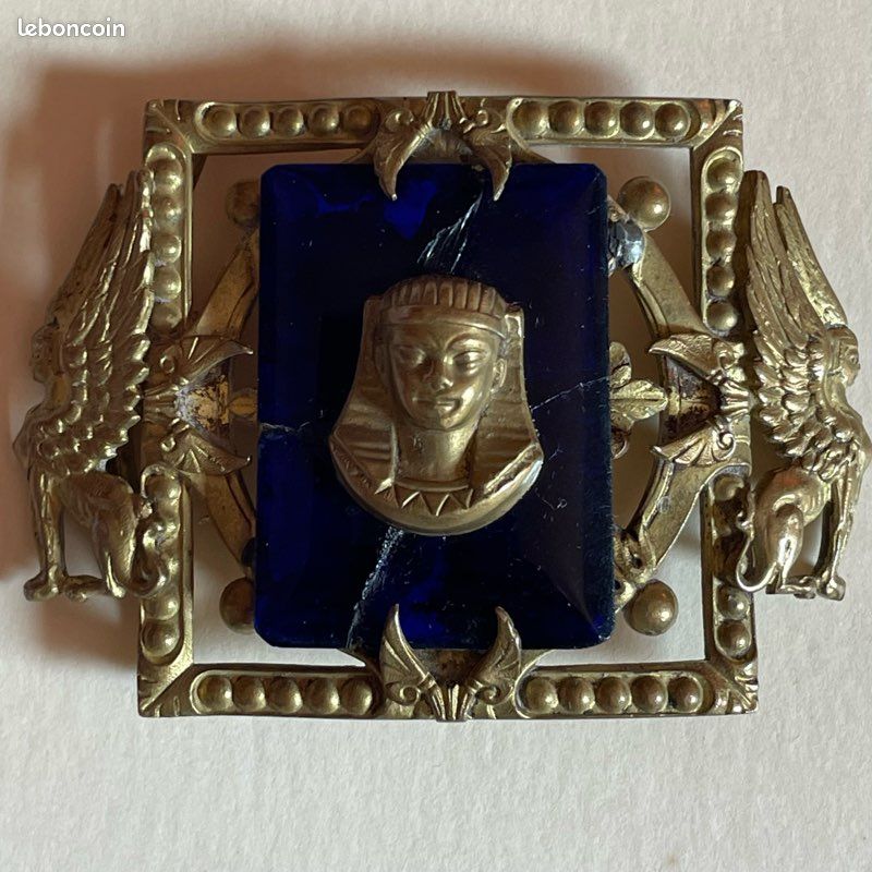 Broche Ancienne En Argent 950 Piel Frères - Style égyptomania Art Déco Vers 1925, émaillée, Occasion