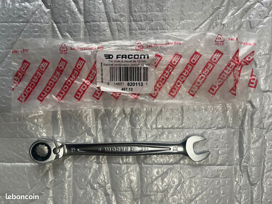 FACOM 467.12 Clé Mixte à Cliquet 12mm Métrique Serrage Montage