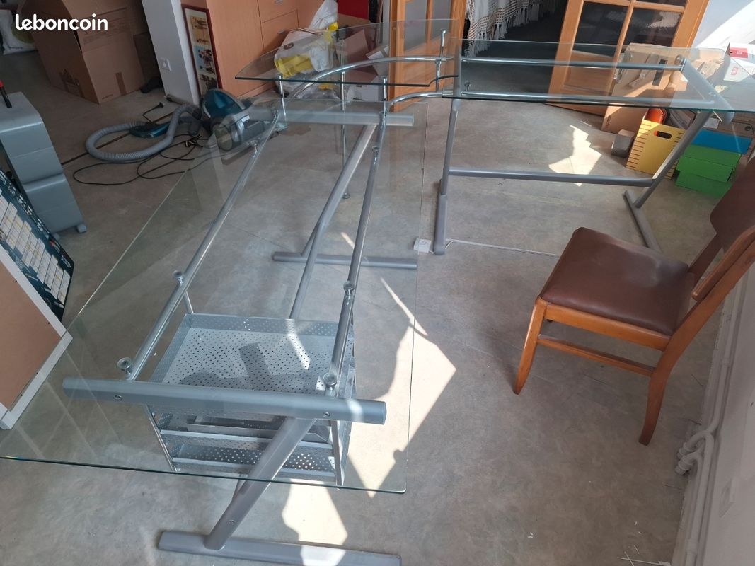 Beau bureau d'angle en verre (image 5)