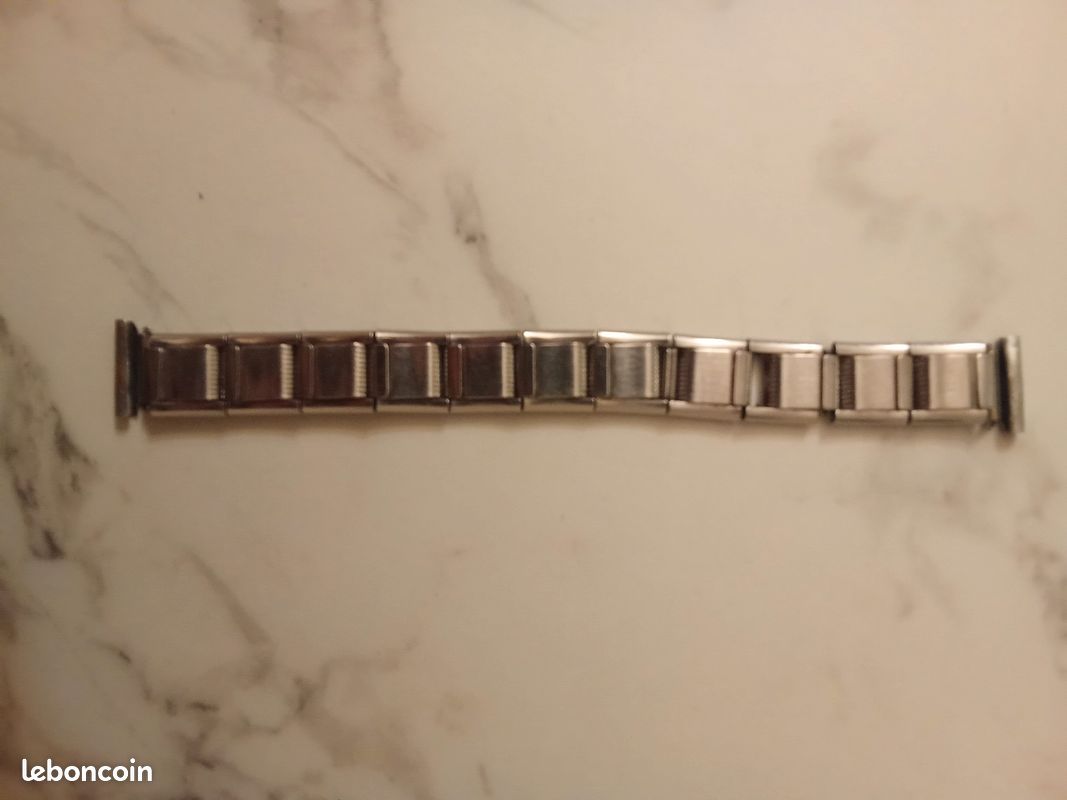 Bracelet Extensible Vintage à Maillons Argenté - Occasion, Style Déco Solitaire, Couleur Argent