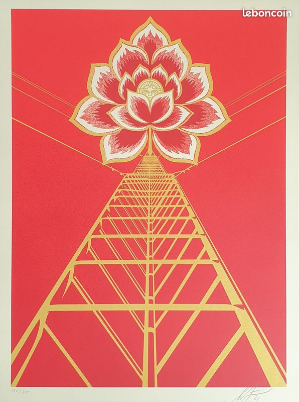 Shepard Fairey (OBEY) - Affiche Edition Limitée à 375ex. - Flower Power Red - 2021 (image 2)