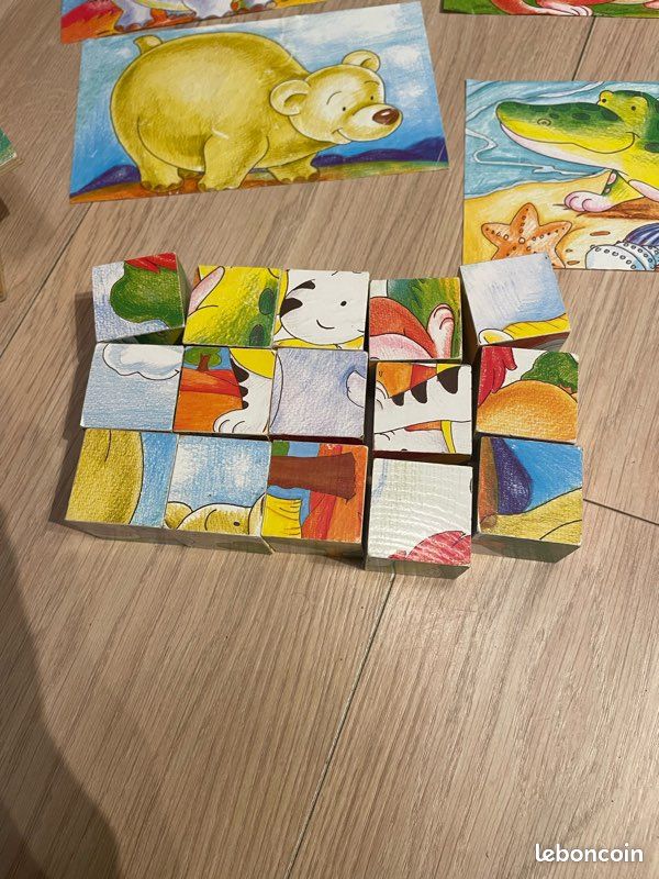 Puzzle de 15 CUBE en bois avec 6 modèles d’animaux (image 2)