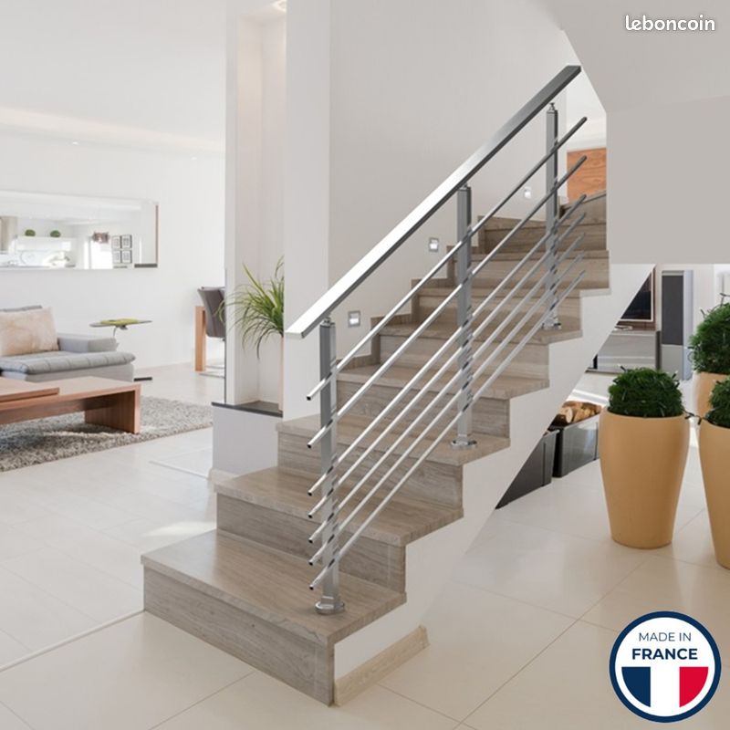 Garde-corps balustrade à 7 lisses carrées en aluminium, kit complet (image 2)