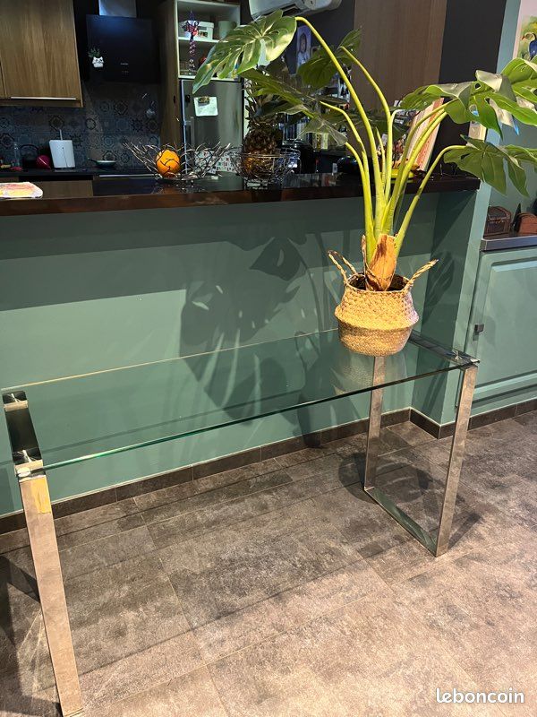 Table console en verre et métal 120*40*70cm (image 1)