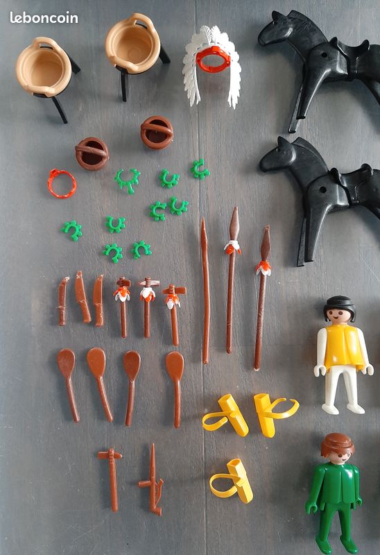 30 figurines Playmobil klicky 1974 cowboys shérif indiens et chevaux + accessoires vintage 3342 3555 3352 3580 (image 4)