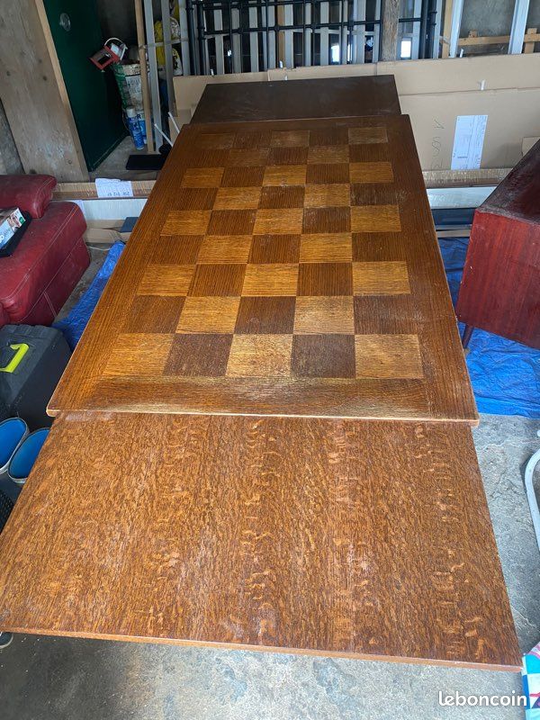 Table en bois 6 personnes avec rallonge + 4 chaises (image 5)