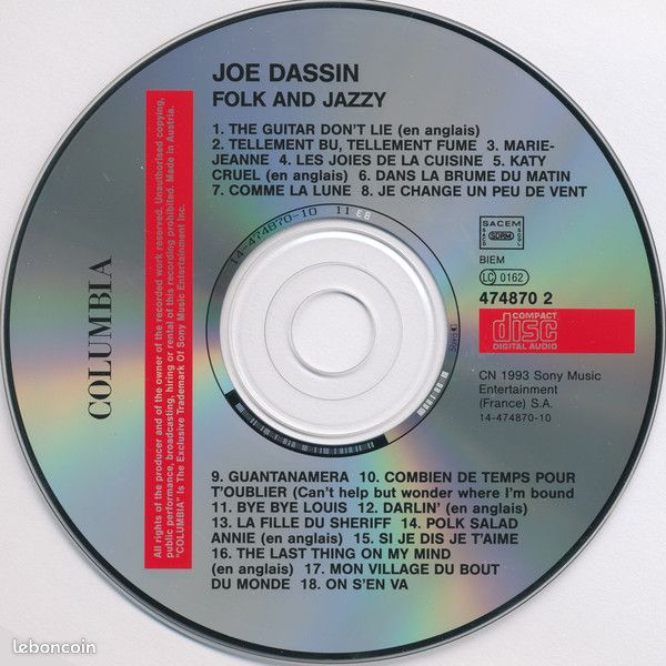 CD Joe DASSIN Folk And Jazzy (380) (image 3)