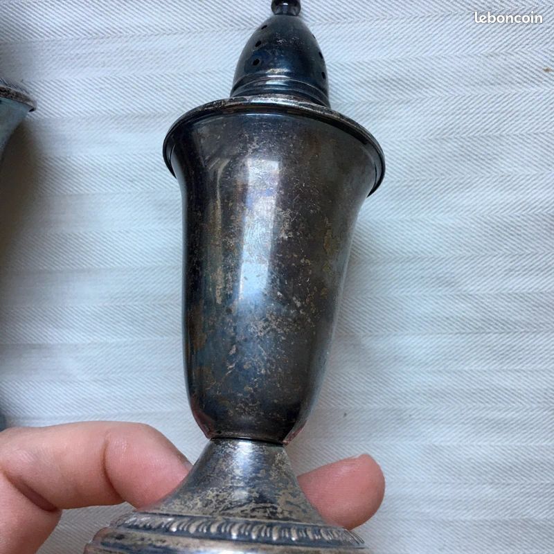 Salière Poivrière Argent Sterling Vintage Crown (US) (image 10)