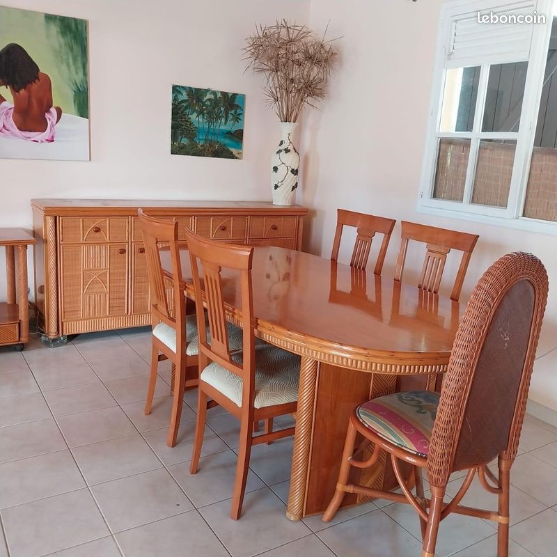 Ensemble table et chaises en Rotin (image 1)
