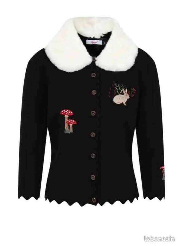 Gilet cardigan Woodland PIN-UP taille L ou XL NEUF Col amovible