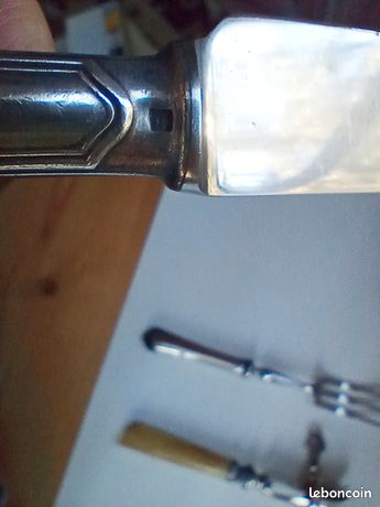 Service à gigot Napoléon III manche argent fourré lame inox