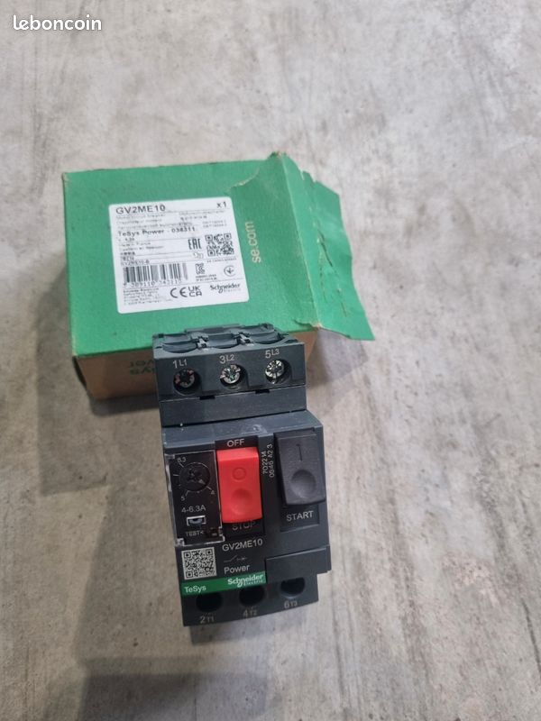 Schneider Electric GV2ME Disjoncteur Moteur 4-6.3A - Protection Magnéto-thermique 3P