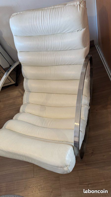 Fauteuil cuir blanc (image 2)