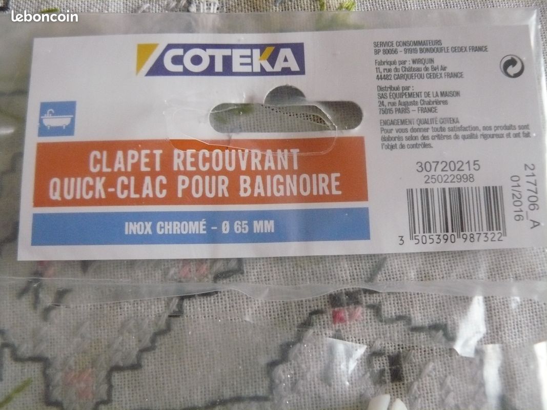 Bonde salle bain + bouchons évier neufs "bibi" (image 3)