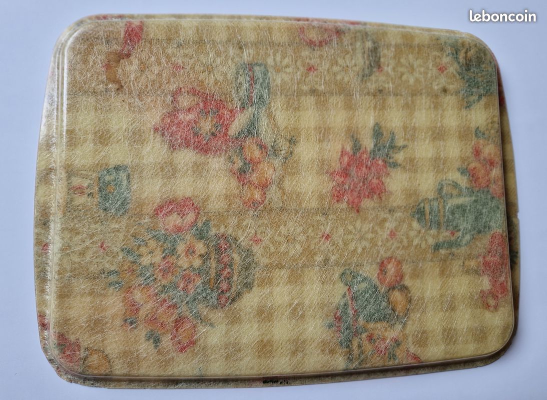 Plateau en fibre de verre, motif nature morte cuisine, vintage 1960 (image 2)