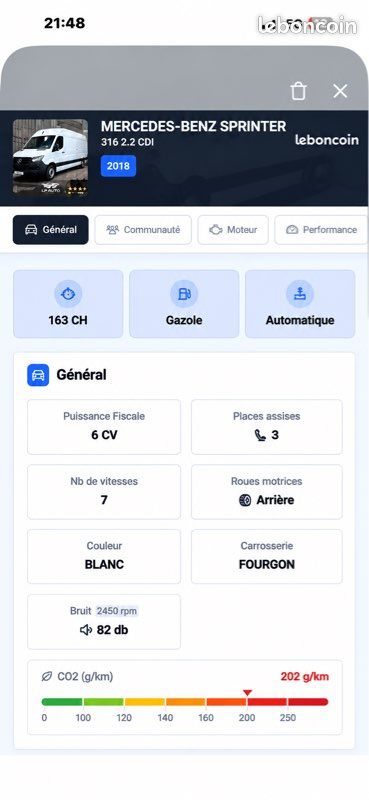 🌟 MERCEDES SPRINTER 2018 - 316 CDI 163 BVA 7G GRAND VOLUME L3H2 – EX CHRONOPOST - Reprise possible de votre véhicule (image 9)