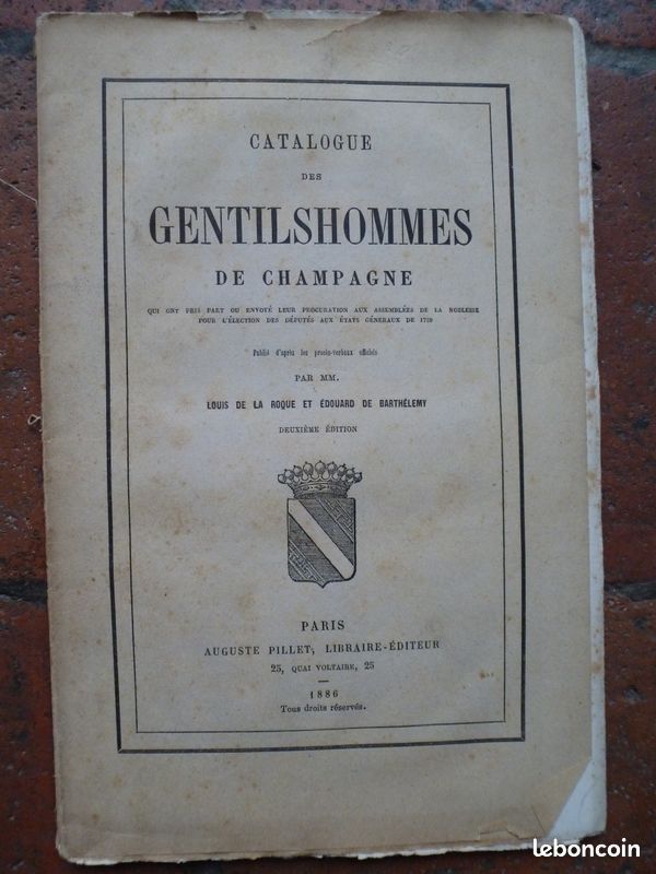 Catalogue des gentilshommes de champagne ... 1886 (image 1)