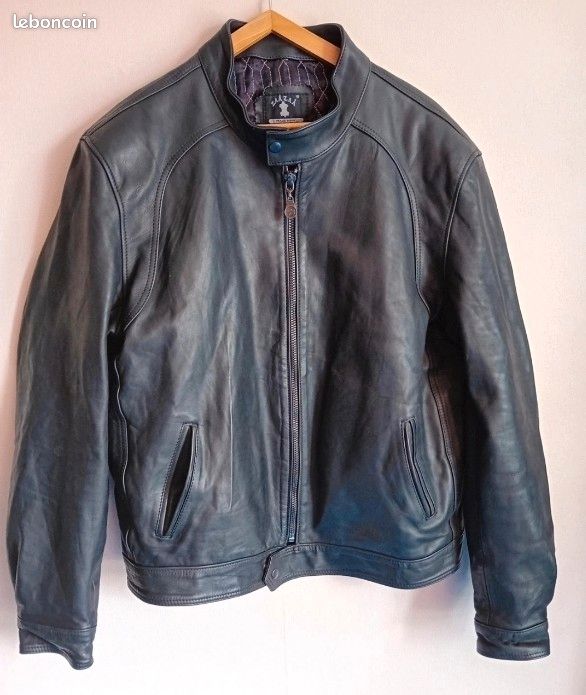 Veste blouson de motard marron en cuir beauvin lourd marque zaâ zaâ marque déposée taille 62 (image 1)