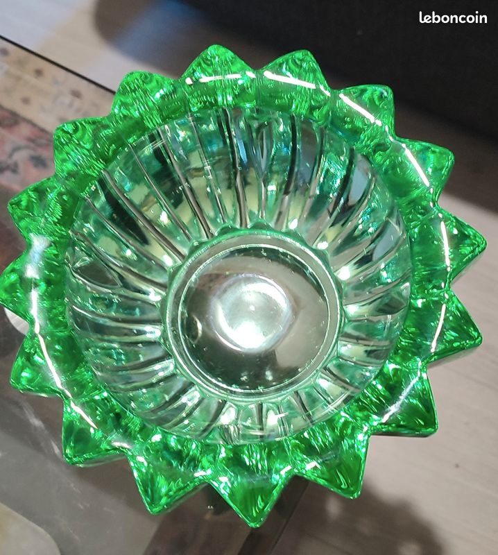 Coupe Art Déco verre opalescent, Césary France, Raisins et feuilles de vigne