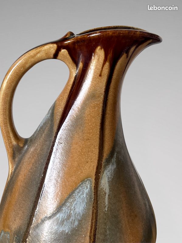 Vase pichet moderniste en céramique émaillée – Faïencerie de Thulin Belgique – modèle 199 – années 30/50 (image 10)