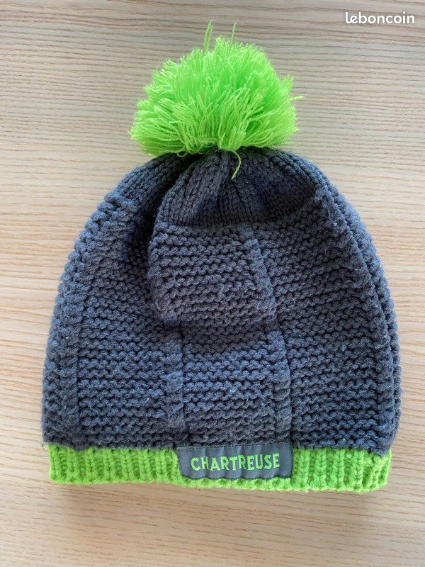 Bonnet En Laine Chartreuse - Ancien - Taille Unique - Occasion Très Bon état - Laine Chaude - Style Vintage Hiver