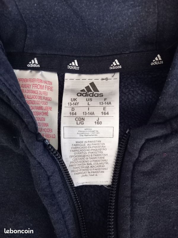 Veste à capuche Zippée Adidas 13/14 ans (image 3)
