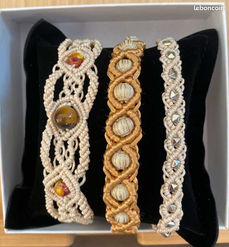 Bracelet macramé œil du tigre, artisanat (image 2)