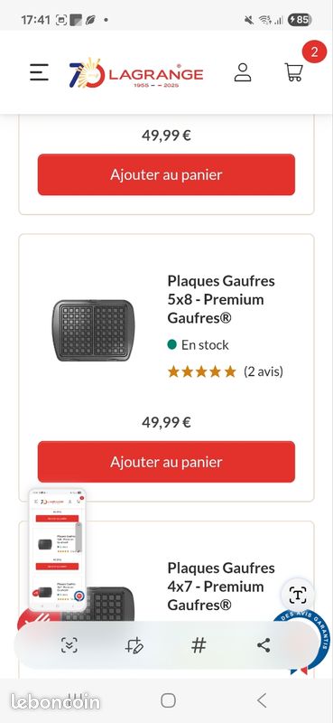Plaques Gaufrier Lagrange " Premium Gaufres " (image 5)