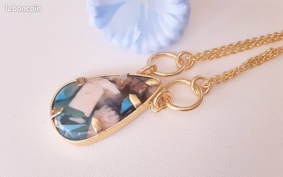 Collier en pierre naturelle turquoise huitre (image 8)