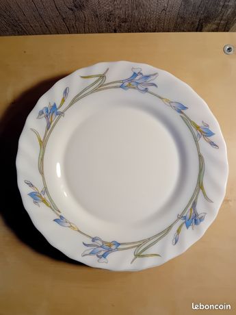 Lot De 6 Assiettes à Dessert Arcopal Vintage - Jaune/bleu Motif Pomme - 20 Cm