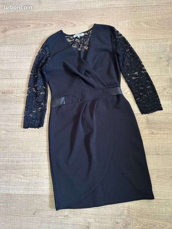 Robe Noire Débardeur Taille 38 MORGAN | Robe Cocktail Travail Élégante Coton Élasthanne