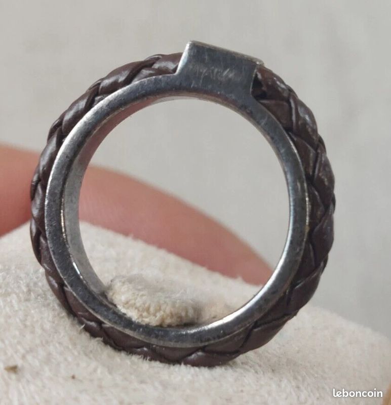Ancienne bague, en argent massif et corde, vintage (image 2)