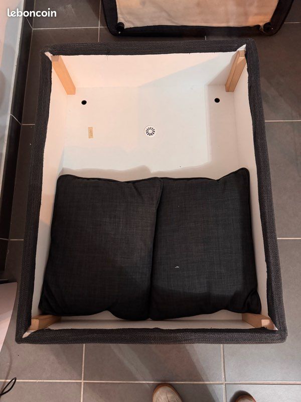 Pouf gris avec coffre de rangement (image 3)