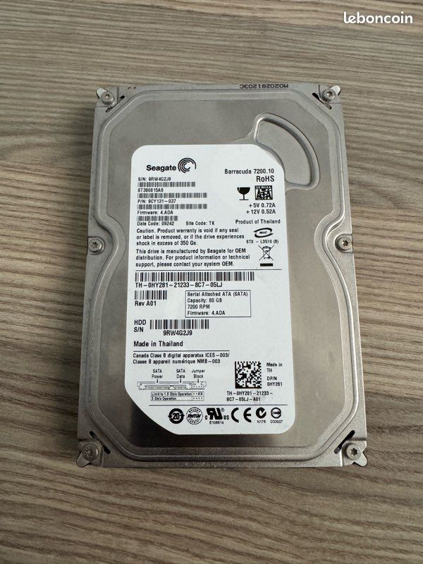 HDD disque dur SATA Seagate 80 GB (image 1)