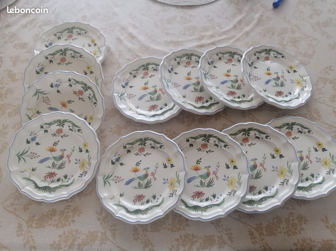 Assiette à dessert Gien oiseau du paradis (image 1)