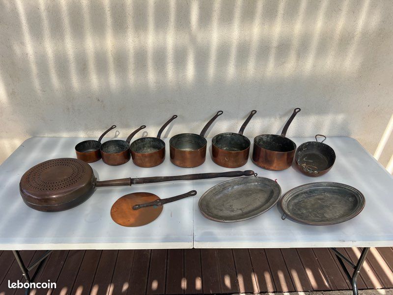 Lot de casseroles et plats en cuivre étame (image 2)