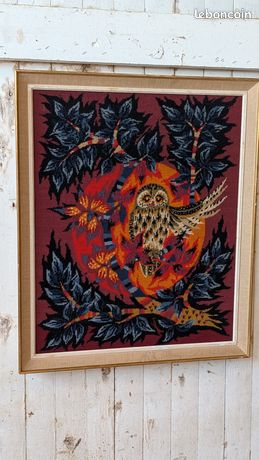 Tapisserie Au Canevas Vintage La Laitière - Tableau Multicouleur 64x50 Cm, état D'usage
