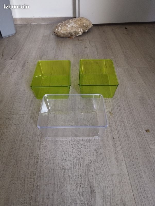 Lot de 3 petits rangements en plastique solide transparent (image 1)
