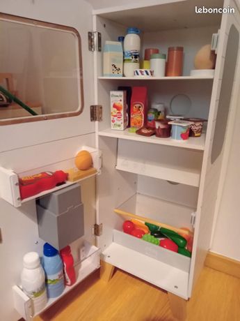 Réfrigérateur En Bois VERTBAUDET – 2 Parties (congélateur + Frigo), 79x33x25 Cm, Accessoires Inclus, Dès 3 Ans