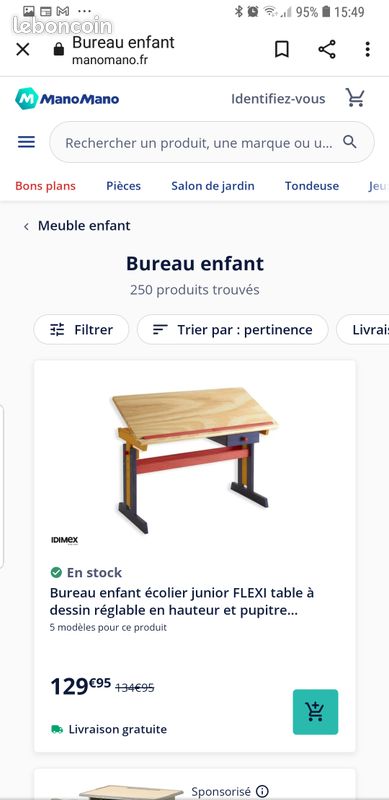 Bureau enfant pin massif (image 5)