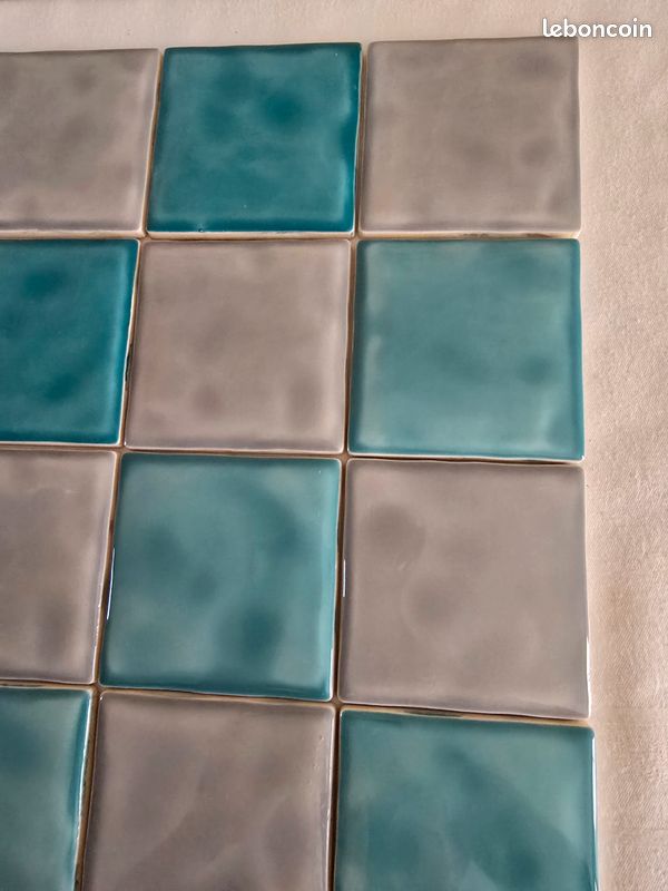 Carreaux grès pour mosaiques - lot 6 gris clair + 6 bleu pastel nuancé (image 2)