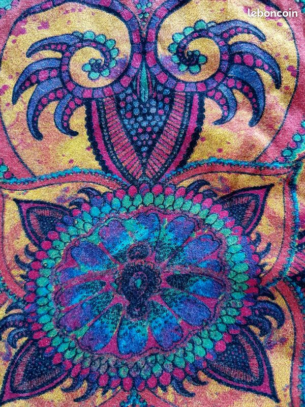 Top Desigual Femme Taille L – Viscose Coton Motif Barriolé Multicolore (Excellent état)