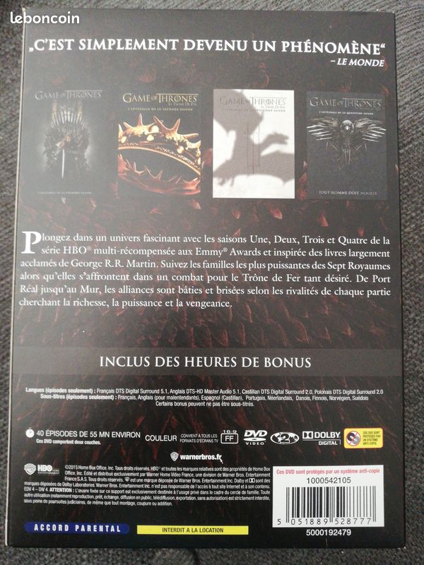 Game of thrones saison 1 à 4 (image 3)