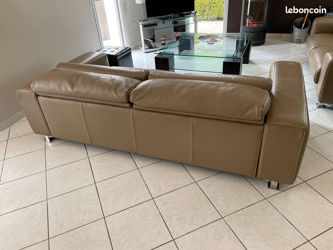 Canapé cuir pleine fleur 3 places roche bobois | Selency