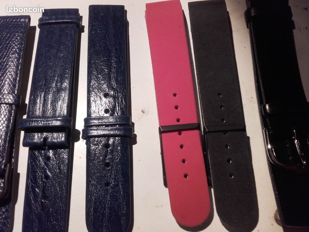 Lot De 4 Bracelets De Montre Vintage 18mm - Cuir Et Requin, Neuf De Stock, Unisexe