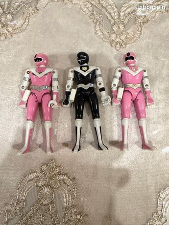 Lot De 2 Figurines Bioman 2 Maskman Bandai 1987 - Force Noire Et Rose