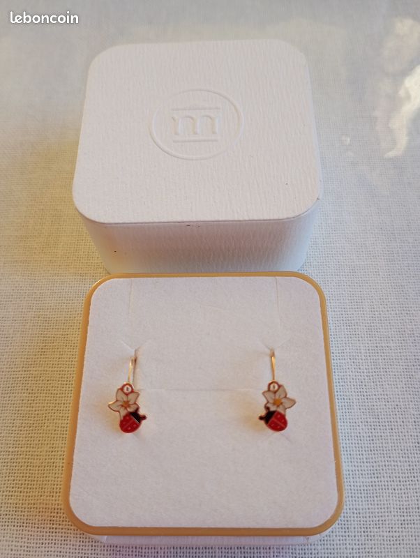 Boucles D'oreilles Pendantes Dormeuses - Camée Rouge Sur Plaqué Or 18 Carats - Bijouxia Neuf Avec étiquettes
