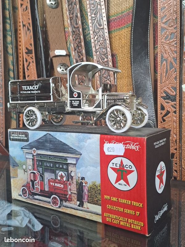 Miniature Texaco tirelire GMC Tanker Truck 1919 édition chrome avec sa boîte d'origine vintage us rétro décoration loft studio garage (image 2)
